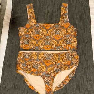 Albion Fit Olivia Crop & Simone Bottoms Golden Hour Two Piece Swimsuit